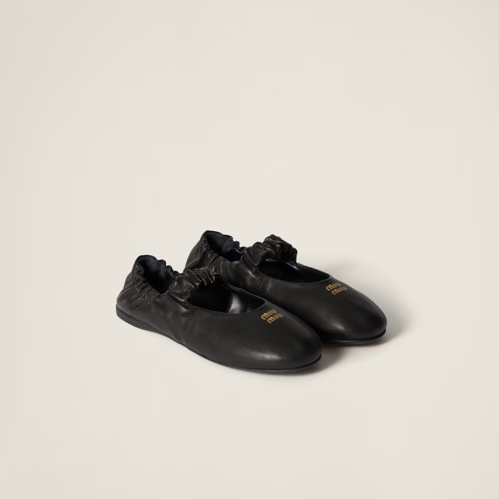 Ruches nappa leather ballerinas