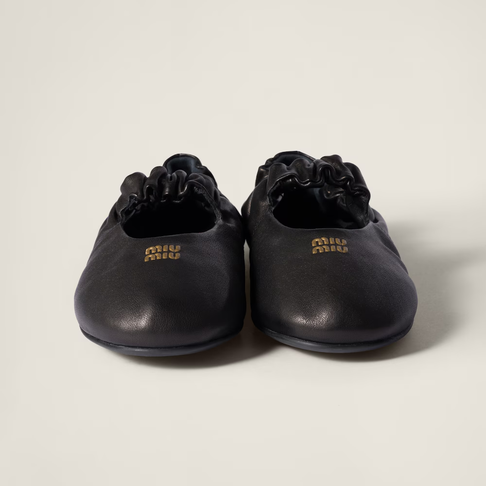 Ruches nappa leather ballerinas