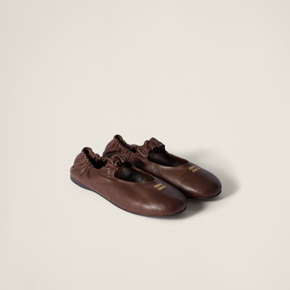 Ruches nappa leather ballerinas