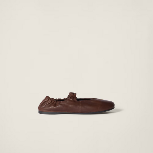 Ruches nappa leather ballerinas