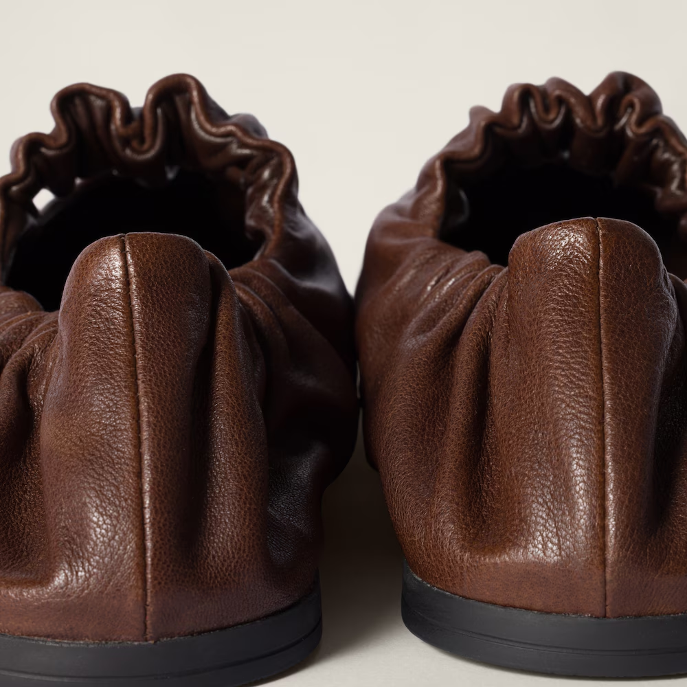 Ruches nappa leather ballerinas