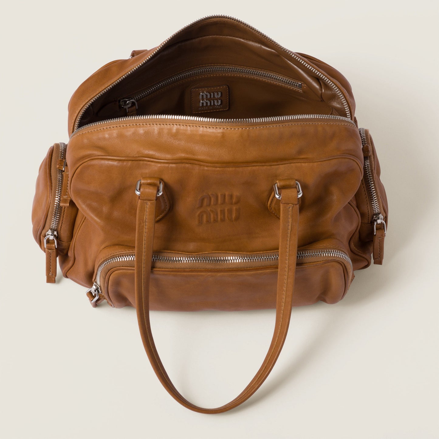 Nappa leather top-handle bag