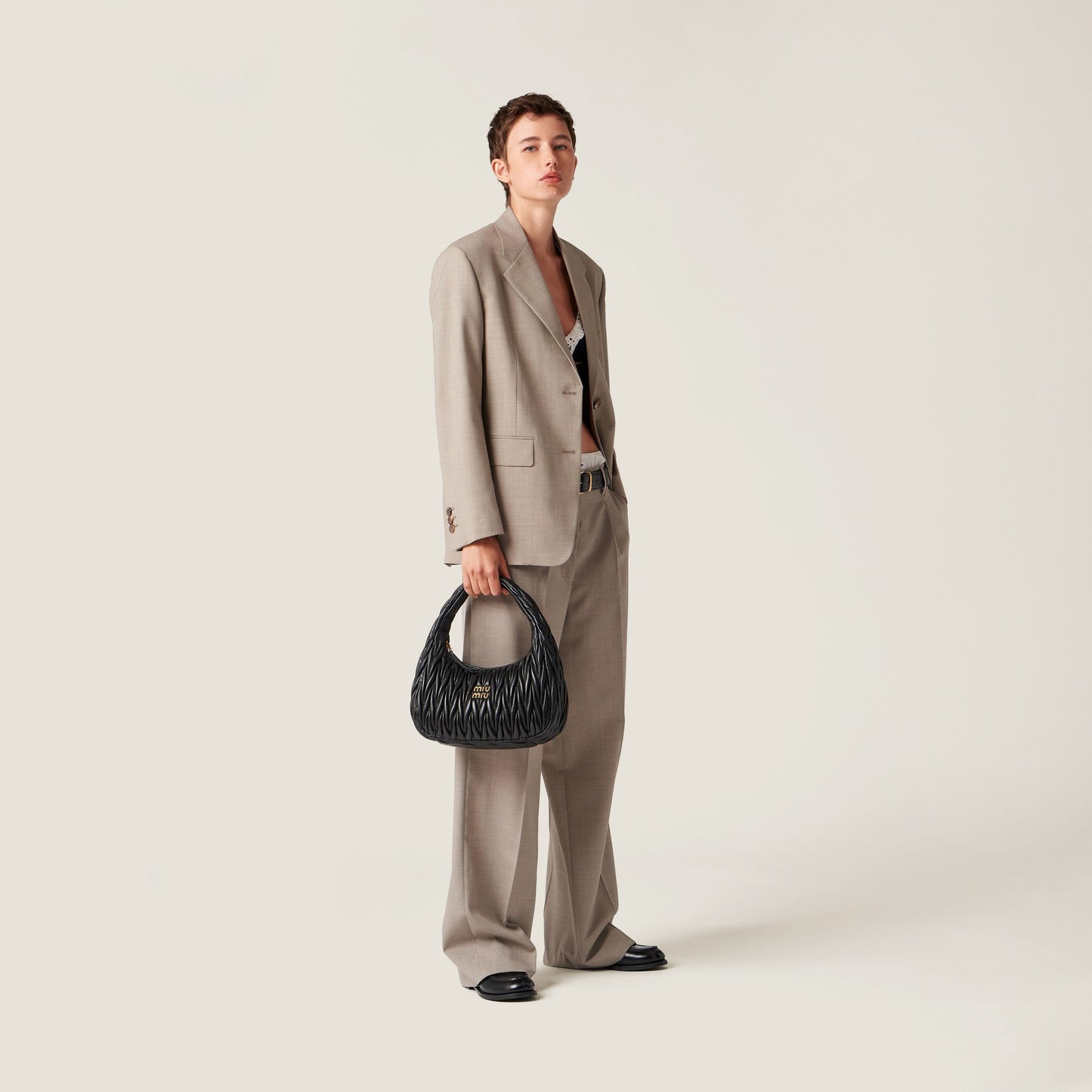 Wander matelassé nappa leather hobo bag