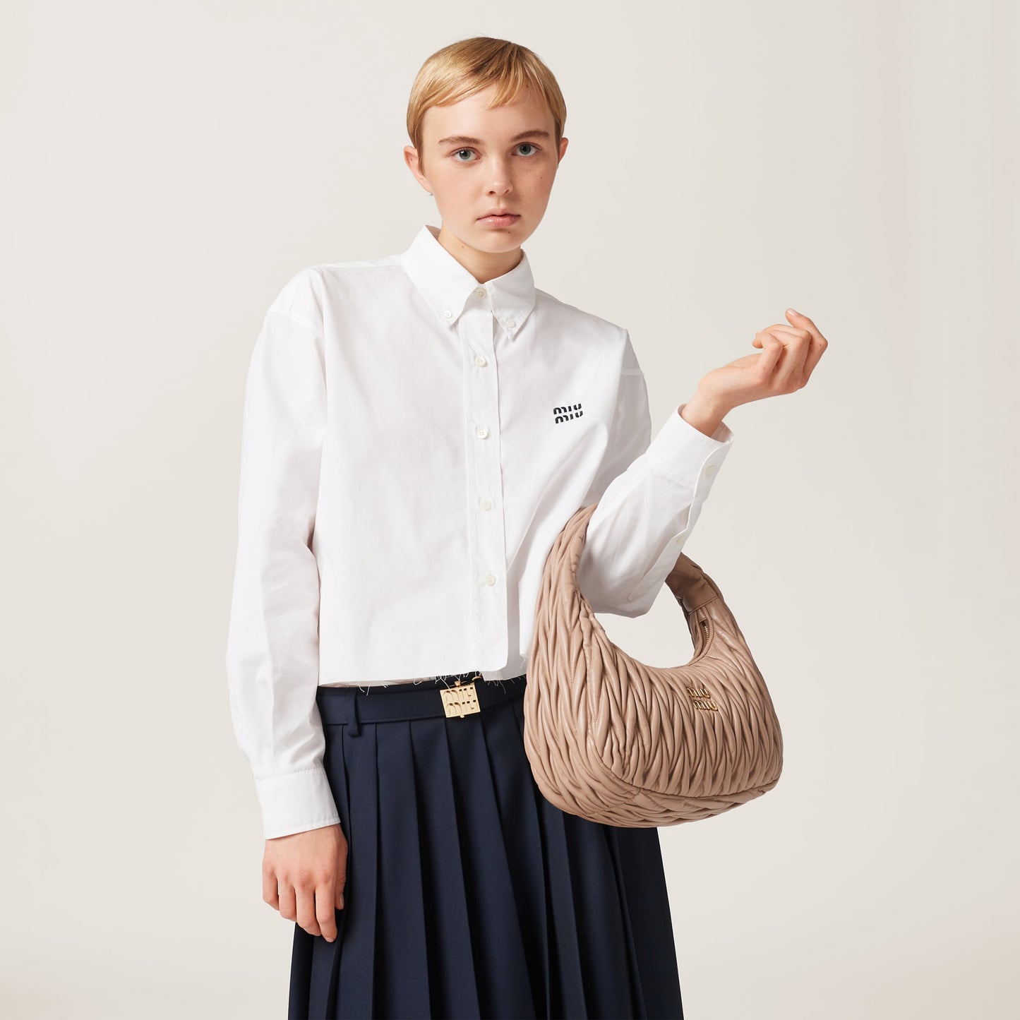 Wander matelassé nappa leather hobo bag