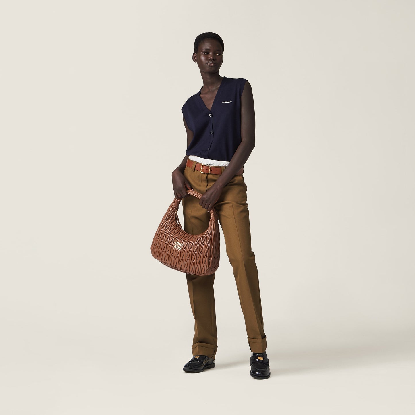 Wander matelassé nappa leather hobo bag