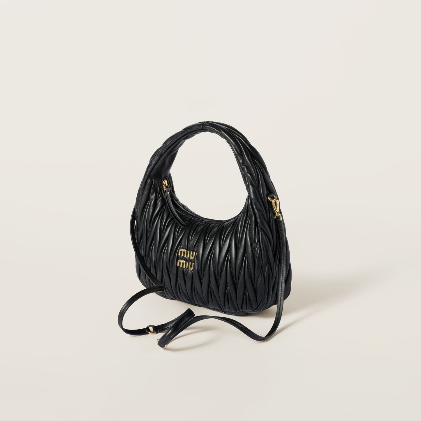 Wander matelassé nappa leather hobo bag