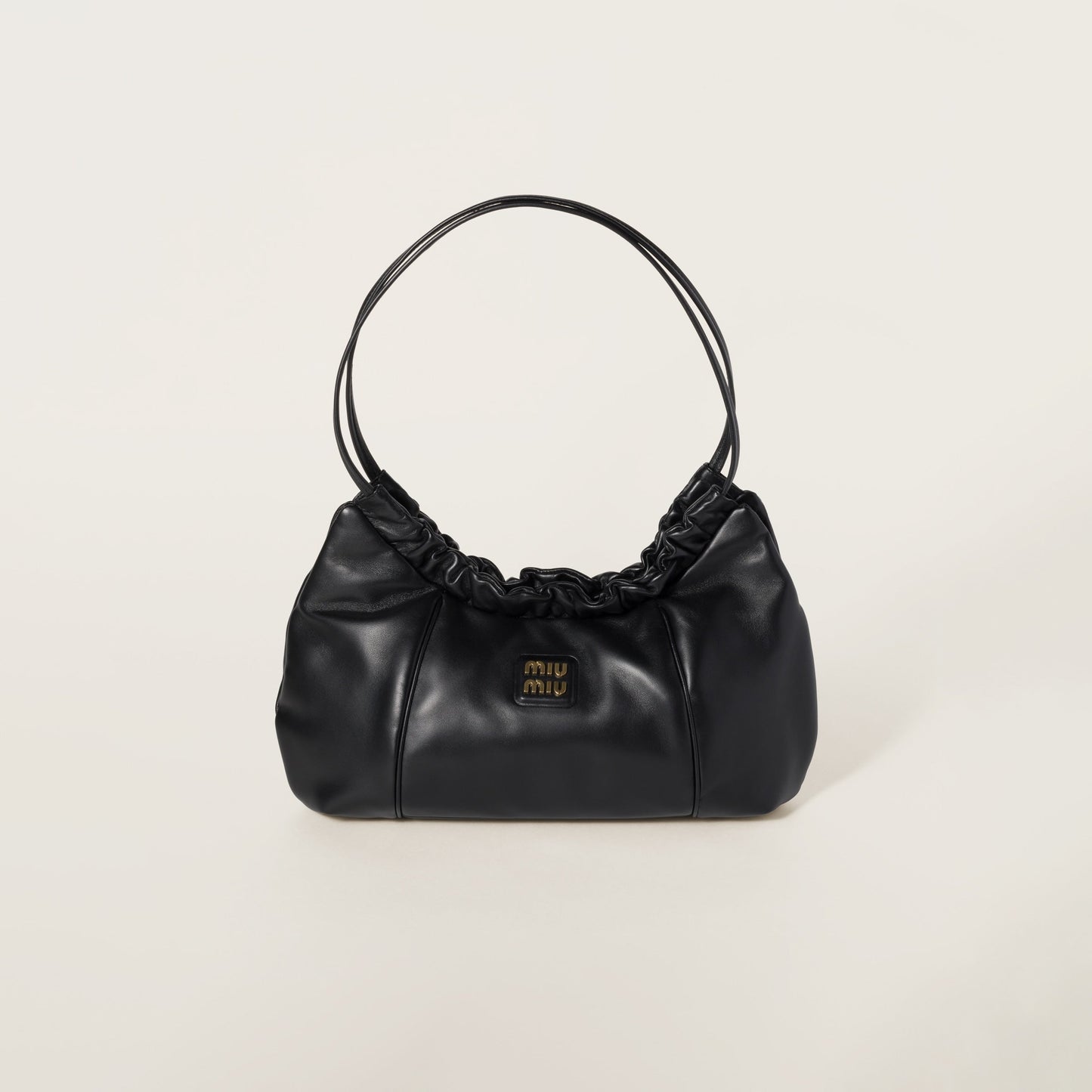 Nappa leather hobo bag with logo