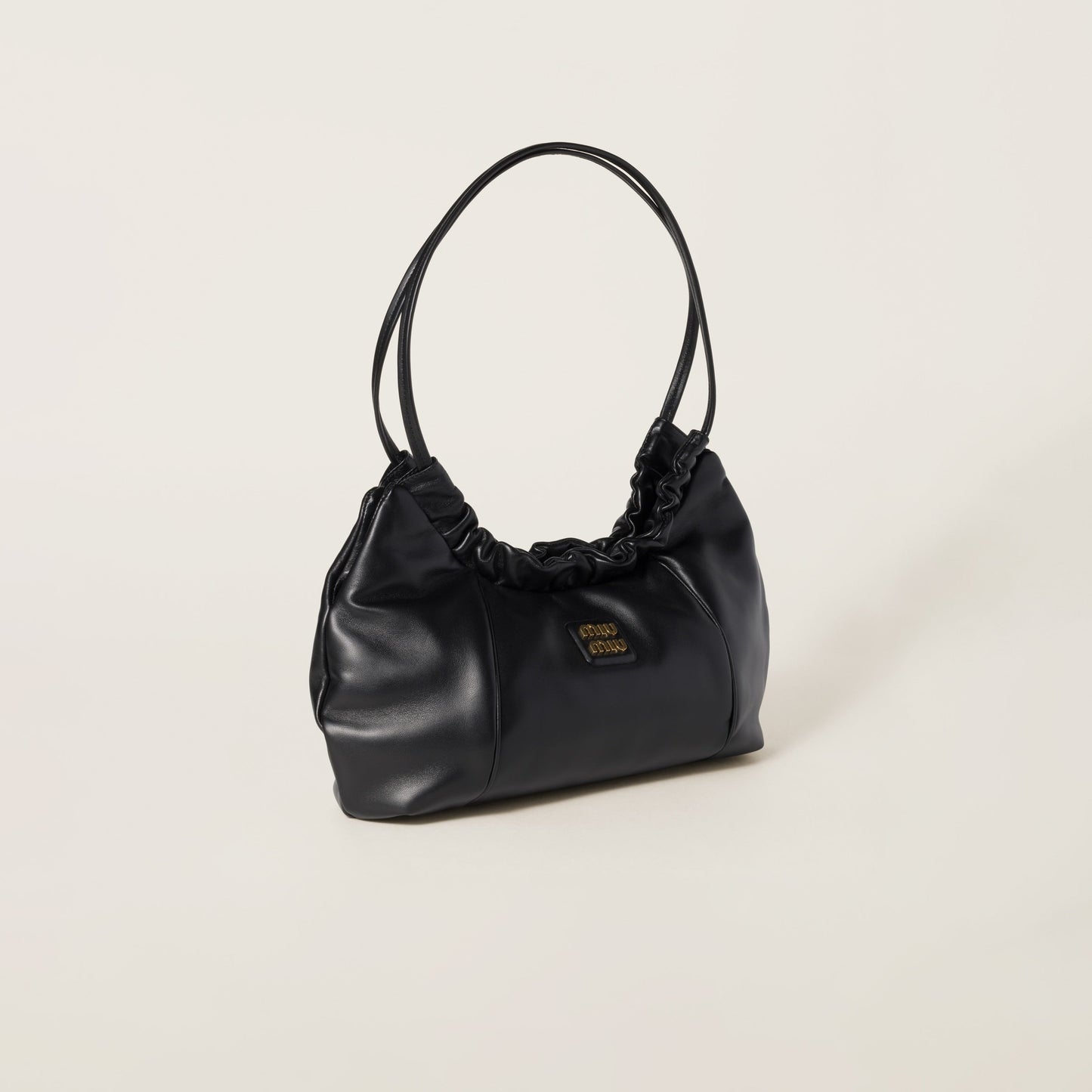 Nappa leather hobo bag with logo