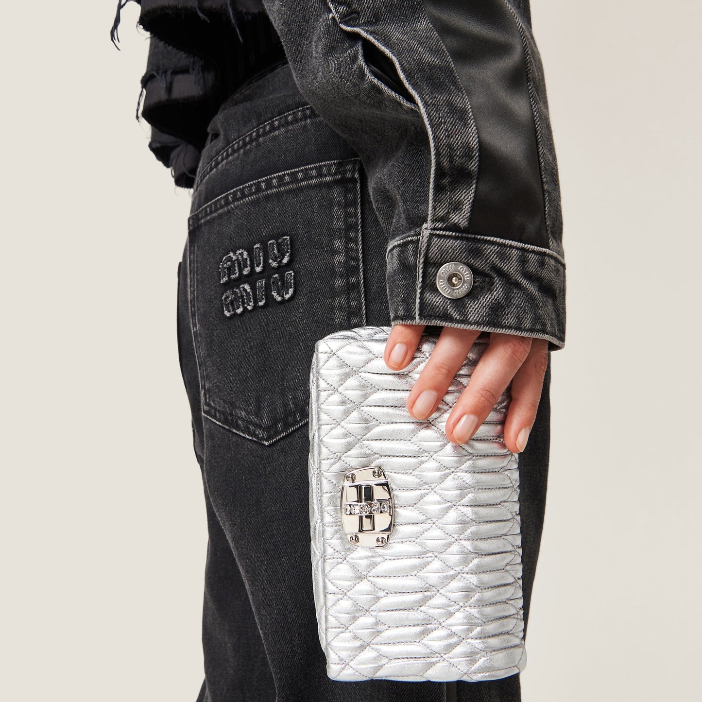 Miu Crystal nappa leather and crystal mini-bag