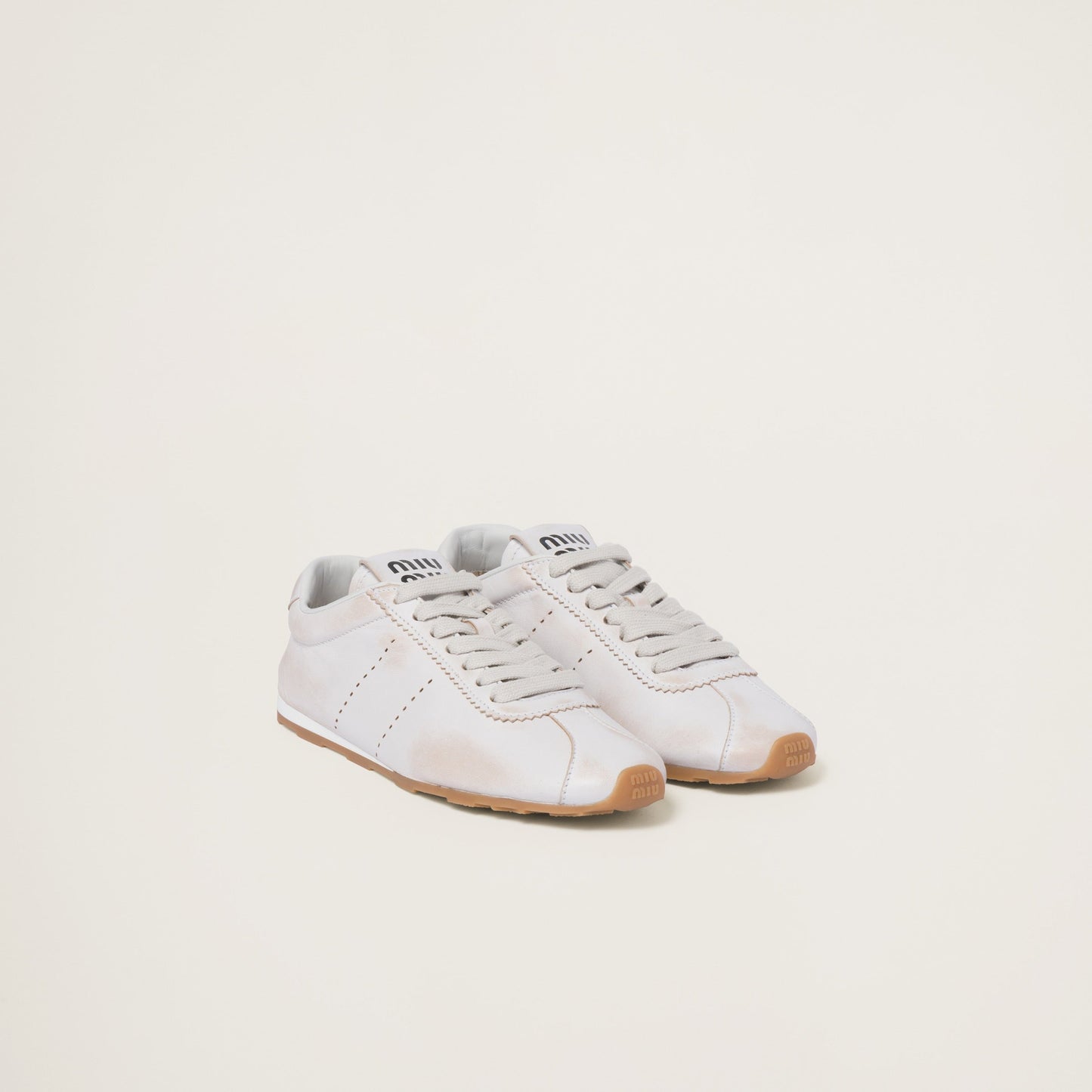 Plume bleached nappa leather sneakers