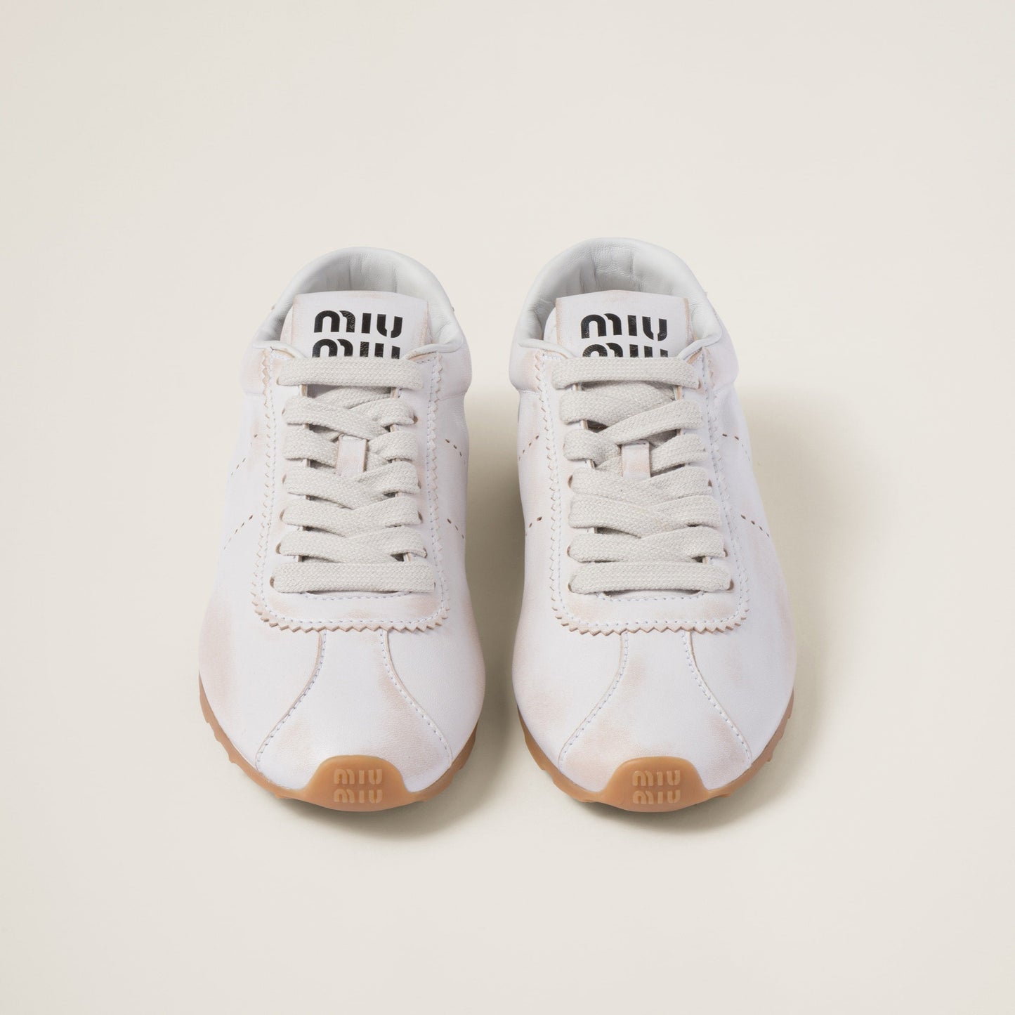 Plume bleached nappa leather sneakers