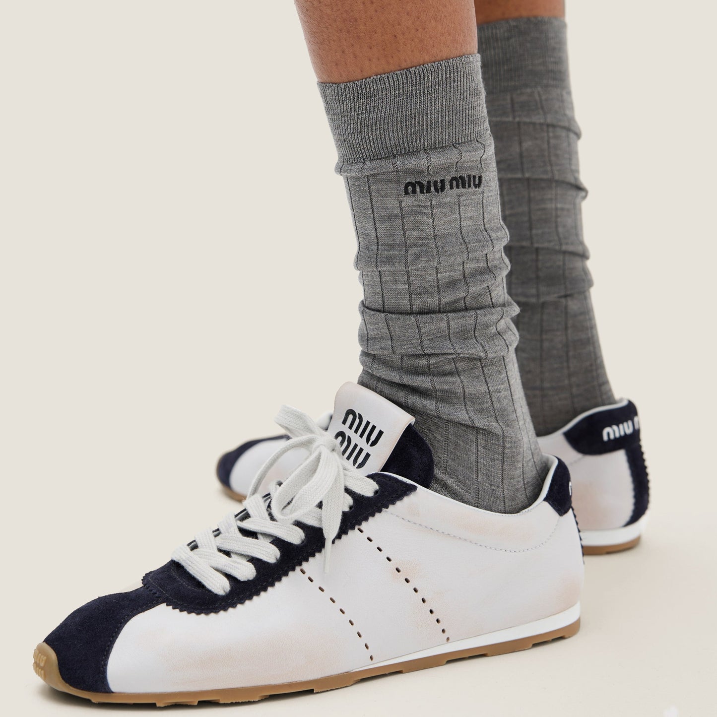 Plume nappa leather and suede sneakers