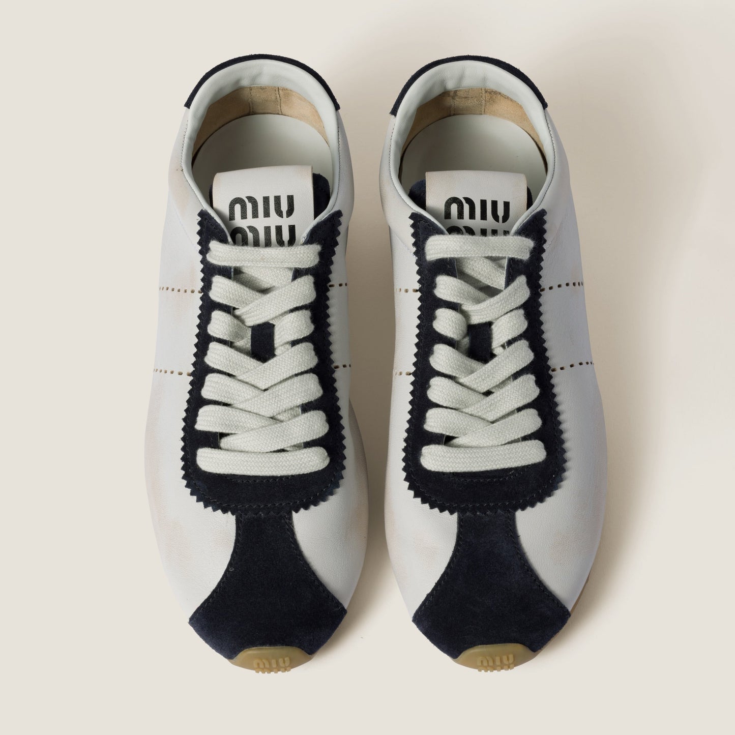 Plume nappa leather and suede sneakers