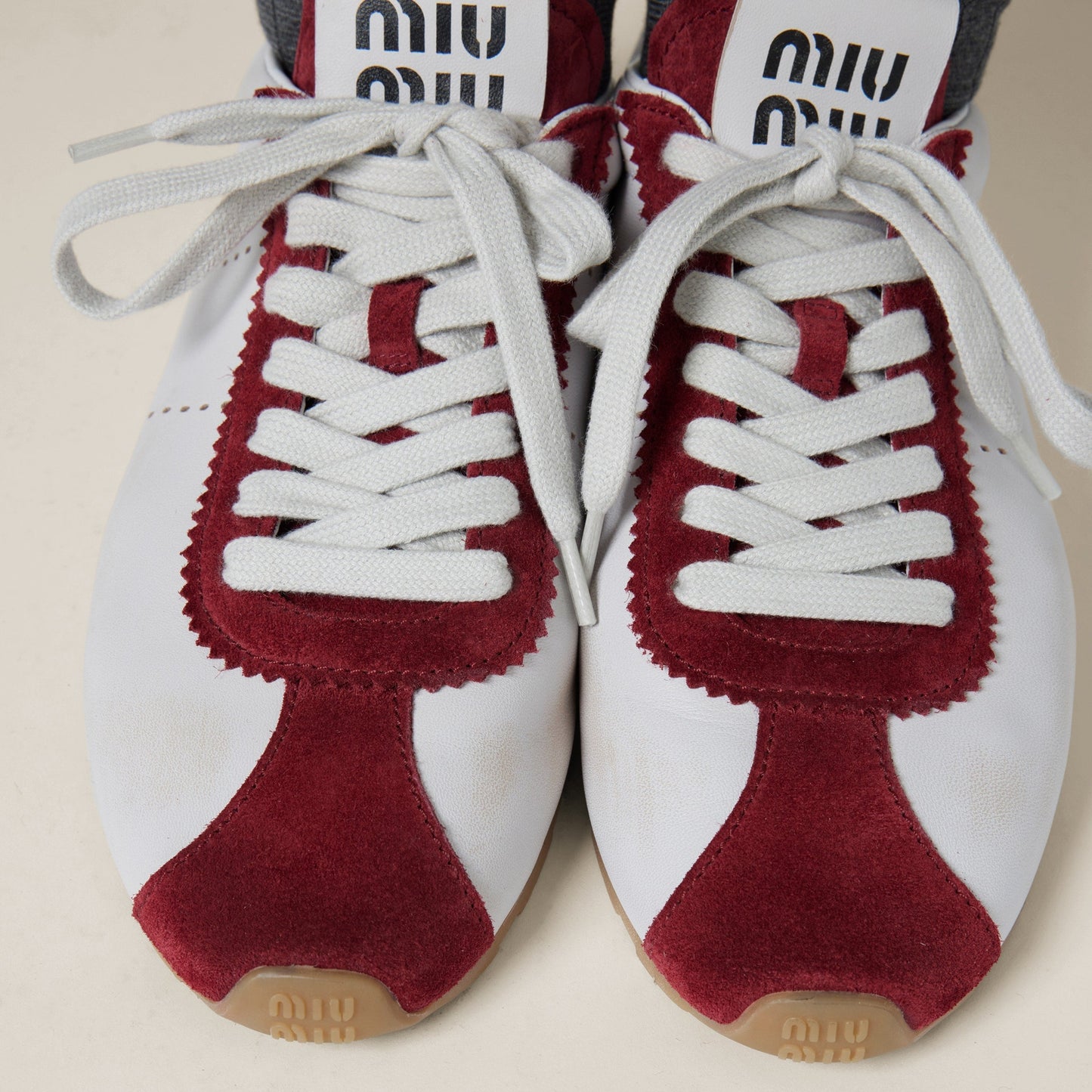 Plume nappa leather and suede sneakers