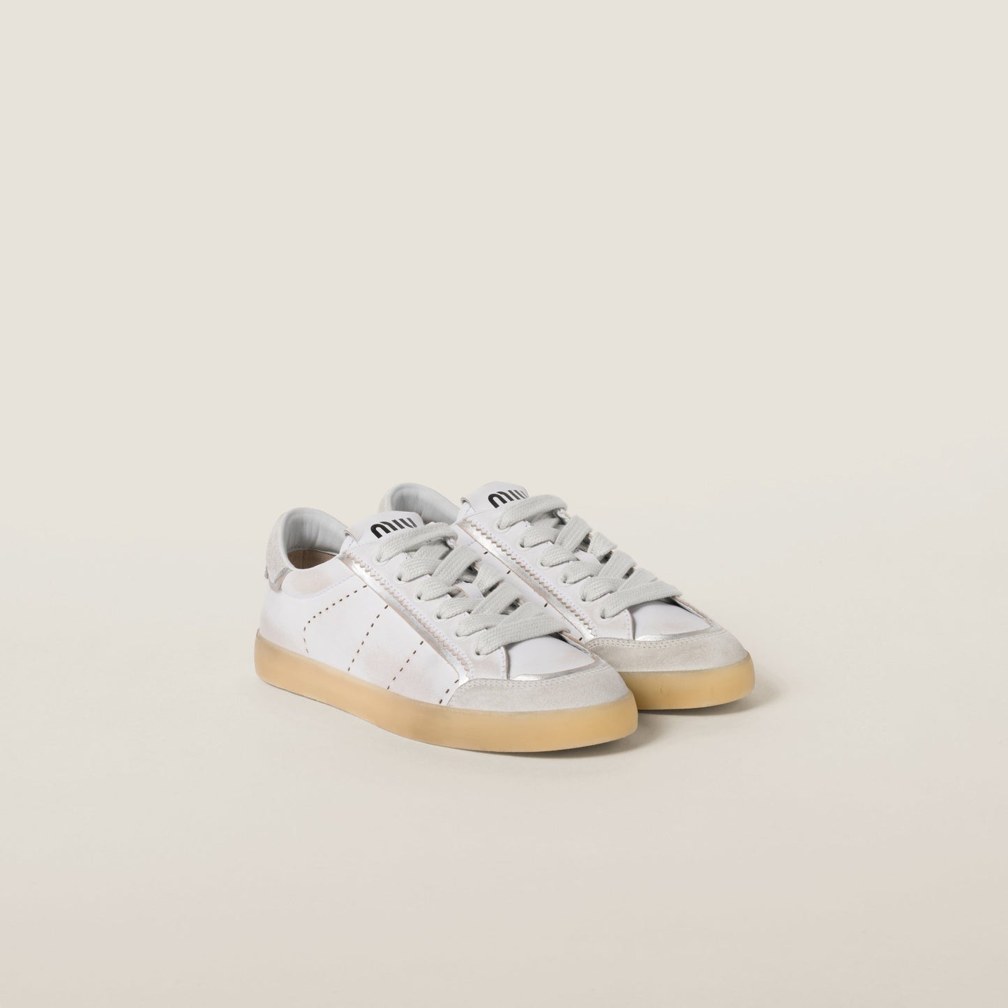 Bleached leather sneakers