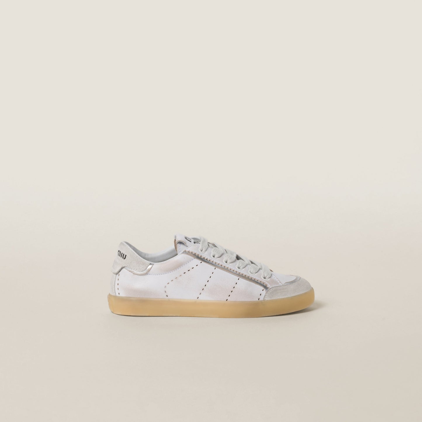 Bleached leather sneakers