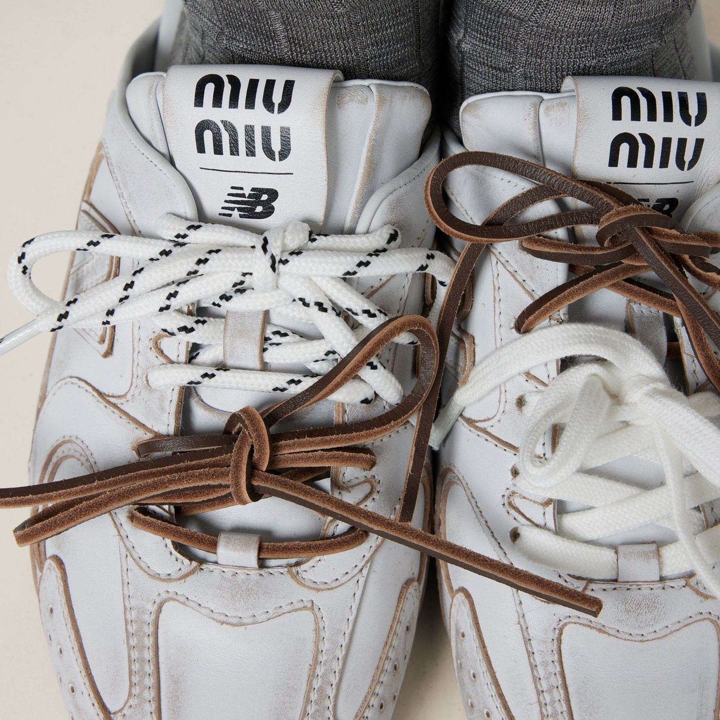 New Balance X Miu Miu 530 SL deco calf leather mules